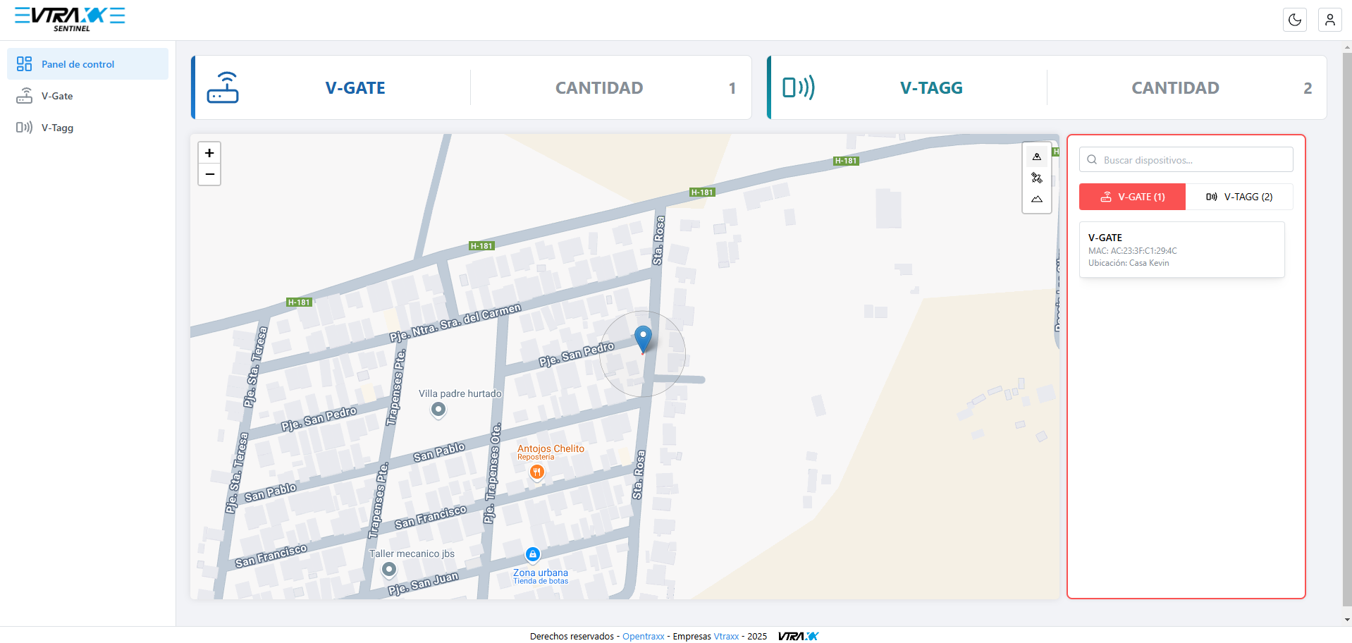 Mapa de Detección de Activos Sentinel